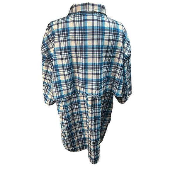 Field & Stream Men's 3X Blue/White Plaid Button Down Short Sleeve Fishing Shirt - Picture 6 of 8